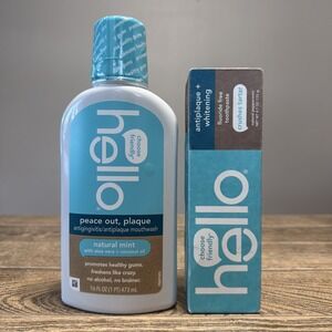 New HELLO Naturally Friendly Antigingivitis, Antiplaque Mouthwash & Toothpaste